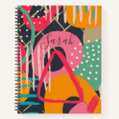 Abstract Kleurrijk Geometrisch Monogram Naam Ontwe Notitieboek (Voorkant)