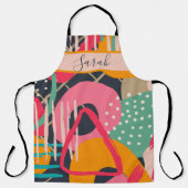 Abstract Kleurrijk Geometrisch Monogram Naam Ontwe Schort (Voorkant)