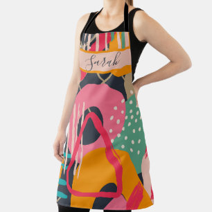 Abstract Kleurrijk Geometrisch Monogram Naam Ontwe Schort