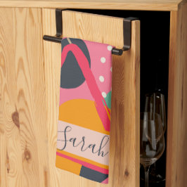 Abstract Kleurrijk Geometrisch Monogram Naam Ontwe Theedoek