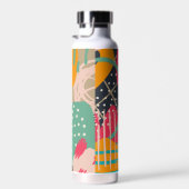 Abstract Kleurrijk Geometrisch Monogram Naam Ontwe Waterfles (Rechts)