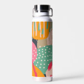 Abstract Kleurrijk Geometrisch Monogram Naam Ontwe Waterfles (Achterkant)