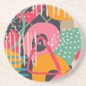 Abstract Kleurrijk Geometrisch Monogram Naam Ontwe Zandsteen Onderzetter (Voorkant)