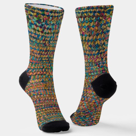 Abstract Kleurrijk Geometrisch Patchwork Sokken (Gebogen)