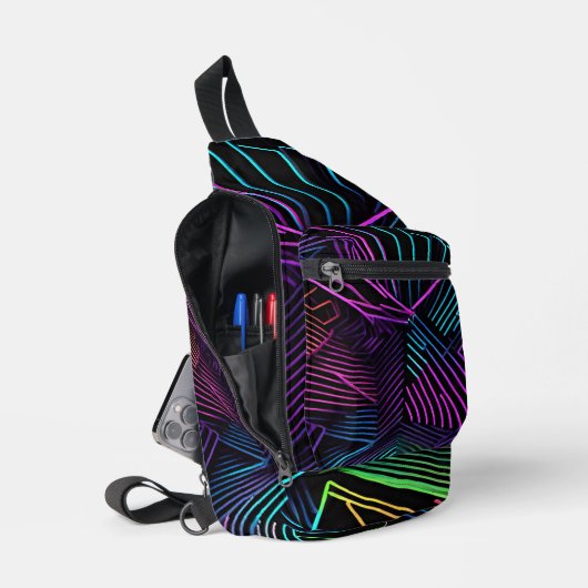 Abstract kleurrijk geometrisch sling bag (Open)