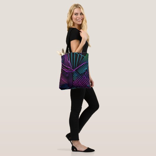 Abstract kleurrijk geometrisch tote bag (Op model)