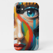 Abstract kleurrijk geschilderd gezicht Case-Mate iPhone case (Achterkant)