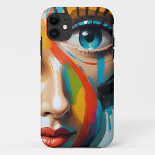 Abstract kleurrijk geschilderd gezicht Case-Mate iPhone case