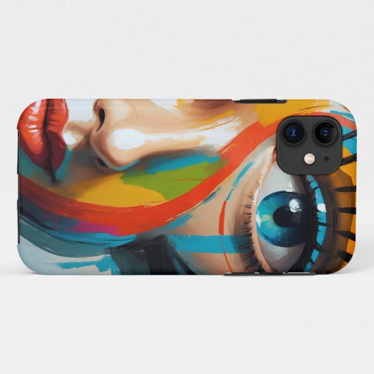 Abstract kleurrijk geschilderd gezicht Case-Mate iPhone case (Achterkant (horizontaal))