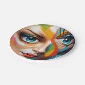 Abstract kleurrijk geschilderd gezicht papieren bordje (Gekanteld)