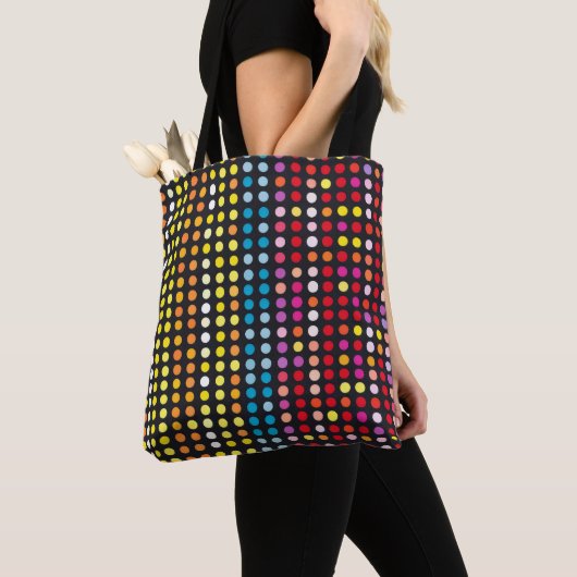 Abstract kleurrijk gestippeld patroon tote bag (Dichtbij)