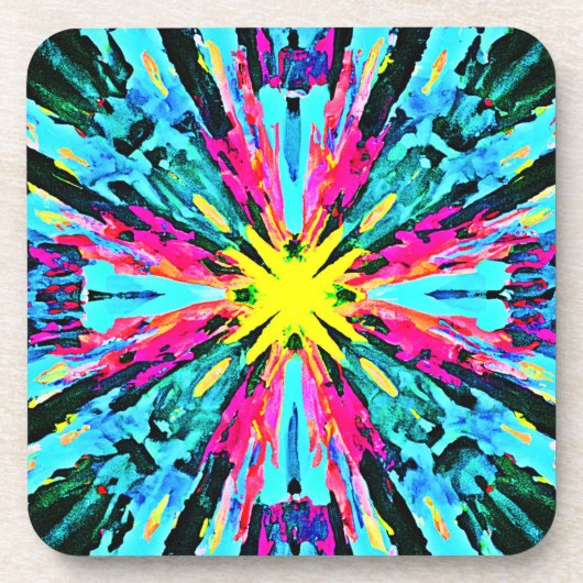 Abstract kleurrijk gloedpatroon bier onderzetter (Voorkant)