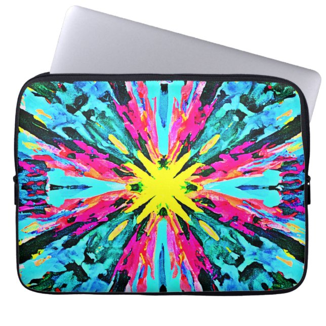 Abstract kleurrijk gloedpatroon laptop sleeve (Voorkant)