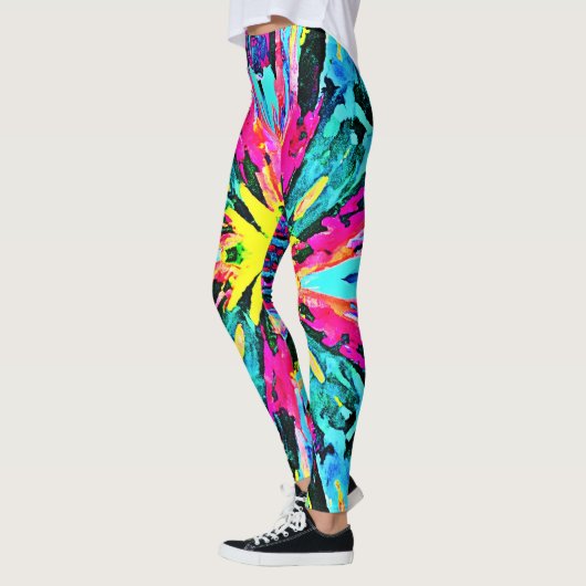 Abstract kleurrijk gloedpatroon leggings (Links)