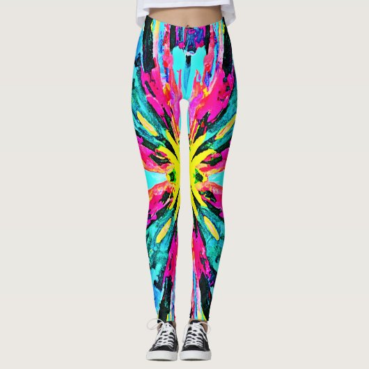 Abstract kleurrijk gloedpatroon leggings (Voorkant)