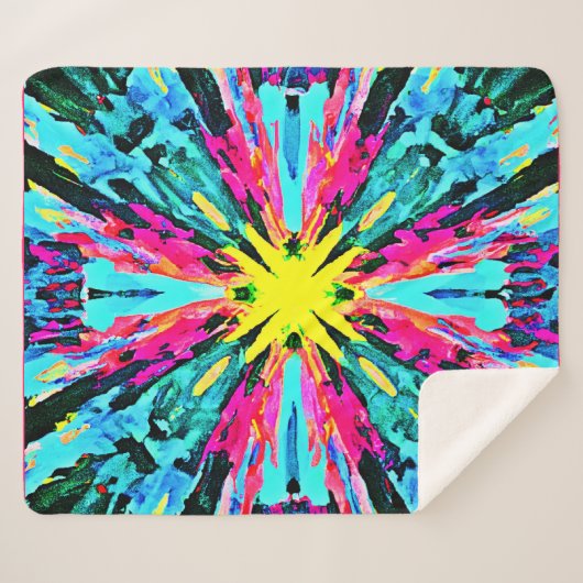 Abstract kleurrijk gloedpatroon sherpa deken (Voorkant (horizontaal))