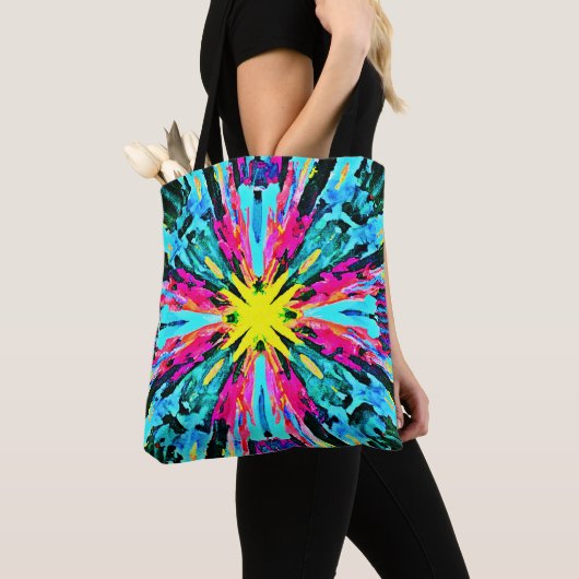 Abstract kleurrijk gloedpatroon tote bag (Dichtbij)