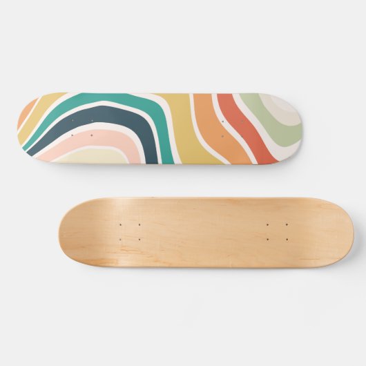 Abstract kleurrijk golvend patroon persoonlijk skateboard (Horizontaal)