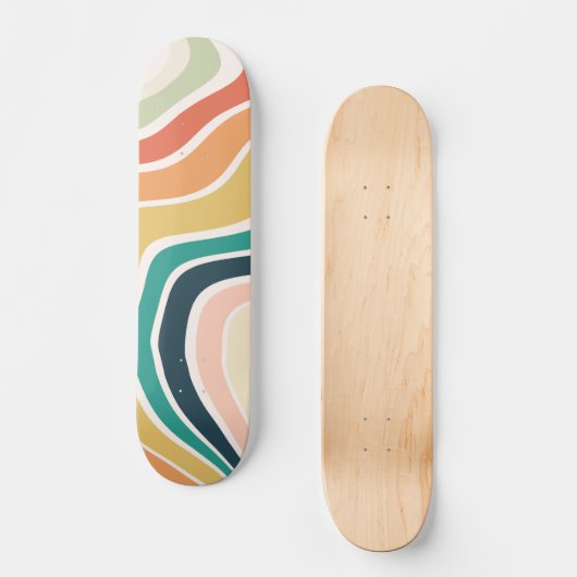 Abstract kleurrijk golvend patroon persoonlijk skateboard (Voorkant)