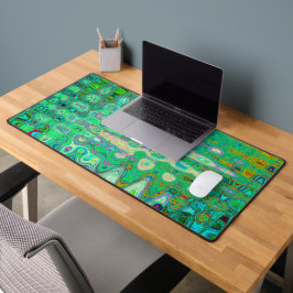 Abstract Kleurrijk Groen Golf Mosaic Retro Bureaumat