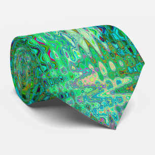 Abstract Kleurrijk Groen Golf Mosaic Retro Stropdas