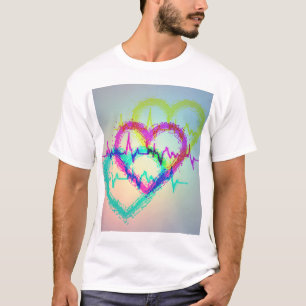 Abstract kleurrijk hart ontwerp t-shirt