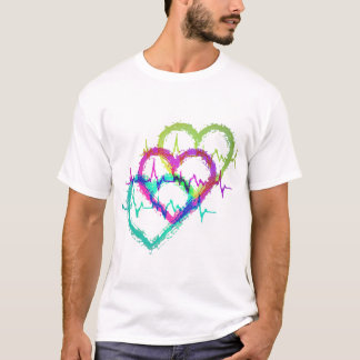 Abstract kleurrijk hart ontwerp t-shirt