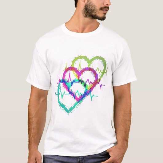 Abstract kleurrijk hart ontwerp t-shirt (Voorkant)