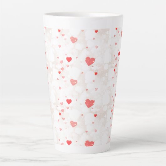 Abstract kleurrijk hartenpatroon latte mok (Voorkant)