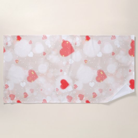 Abstract kleurrijk hartenpatroon strandlaken (Voorkant)