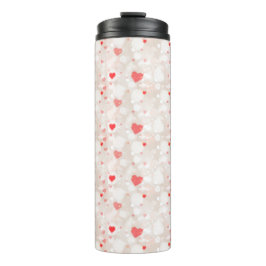 Abstract kleurrijk hartenpatroon thermosbeker