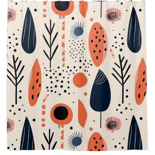 Abstract kleurrijk herfst sinaasappel beige bloemm douchegordijn (Voorkant)