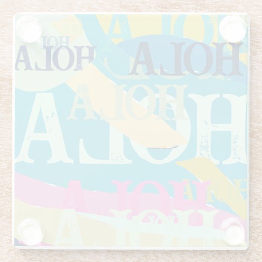 Abstract Kleurrijk Hola Glazen Onderzetter (Achterkant)