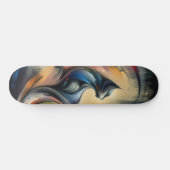 Abstract Kleurrijk Kat Skateboard: Artistiek Persoonlijk Skateboard (Horizontaal)