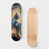 Abstract Kleurrijk Kat Skateboard: Artistiek Persoonlijk Skateboard (Voorkant)