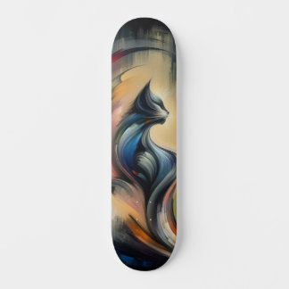 Abstract Kleurrijk Kat Skateboard: Artistiek Persoonlijk Skateboard