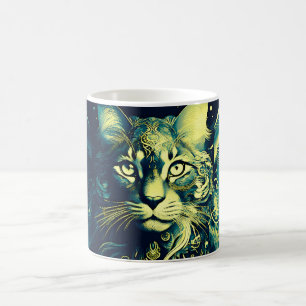 Abstract Kleurrijk Kattengezicht Koffiemok