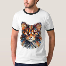 Abstract Kleurrijk Kattengezicht T-shirt | Artisti