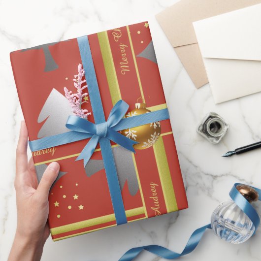 Abstract kleurrijk kerstpapier met tekst cadeaupapier (Geschenken)