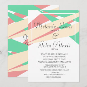 Abstract Kleurrijk Kordaat Modern Trouw Coral Lime Kaart