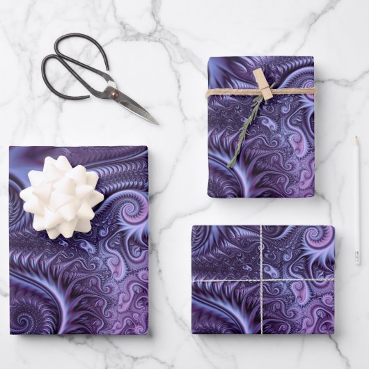 Abstract kleurrijk Lila en Violet Spiral Patroon Inpakpapier Vel (Voorkant)