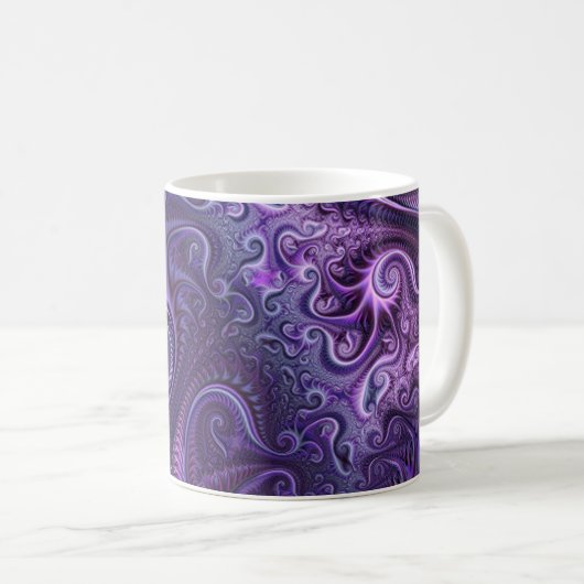 Abstract kleurrijk Lila en Violet Spiral Patroon Koffiemok (Voorkant rechts)