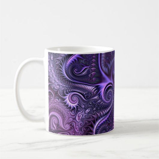 Abstract kleurrijk Lila en Violet Spiral Patroon Koffiemok (Links)