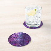 Abstract kleurrijk Lila en Violet Spiral Patroon Ronde Kartonnen Onderzetter (Insitu)