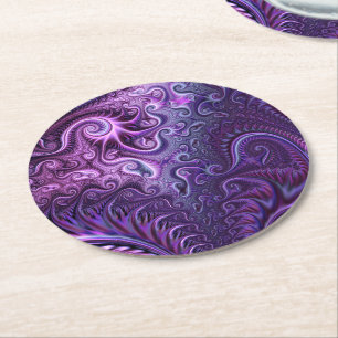 Abstract kleurrijk Lila en Violet Spiral Patroon Ronde Kartonnen Onderzetter