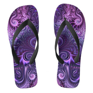 Abstract kleurrijk Lila en Violet Spiral Patroon Teenslippers