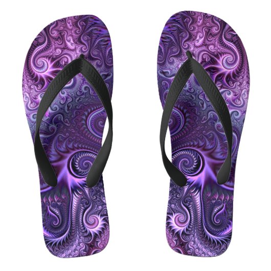 Abstract kleurrijk Lila en Violet Spiral Patroon Teenslippers (Voetbed)