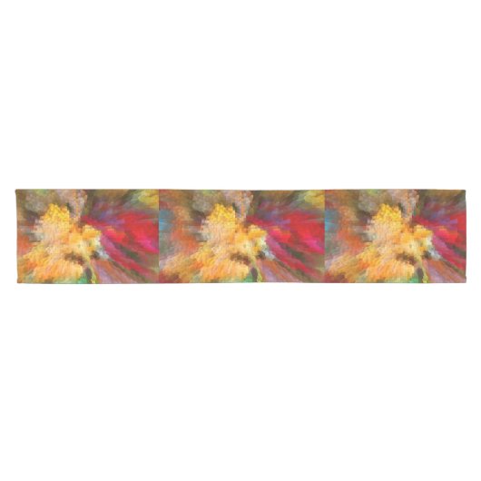 Abstract kleurrijk lineair geometrisch patroon korte tafelloper (Horizontaal)