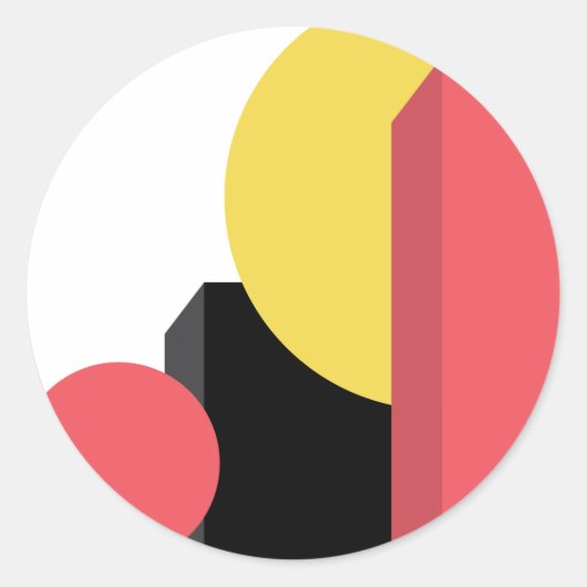 Abstract, kleurrijk, modern, eenvoudig, levendig d ronde sticker (Voorkant)