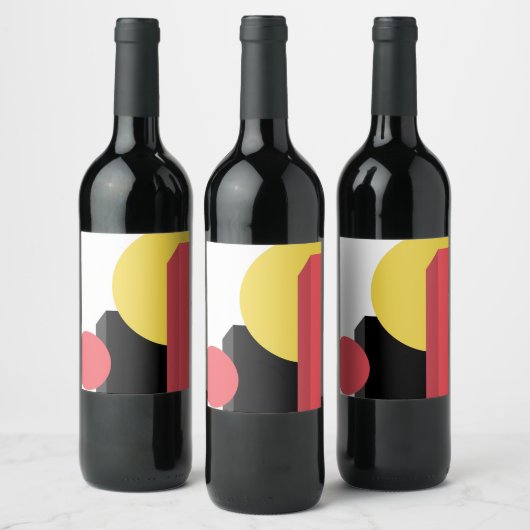 Abstract, kleurrijk, modern, eenvoudig, levendig d wijn etiket (Flessen)